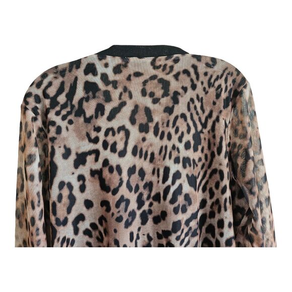 CHICO'S 2 Women's 12 Mesh Cardigan Animal Print V-Neck Button Up Lightweight 38" - Picture 5 of 7